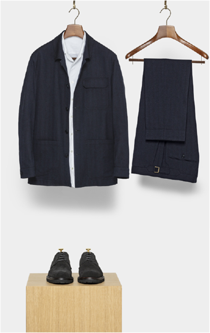 Вариант сочетания пиджака с брюками черного цвета